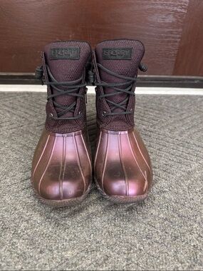 Sperry Shimmering Plum Lace-Up Waterproof Boots